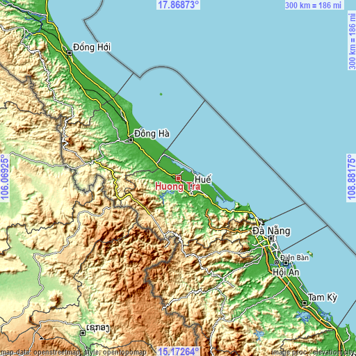 Topographic map of Hương Trà