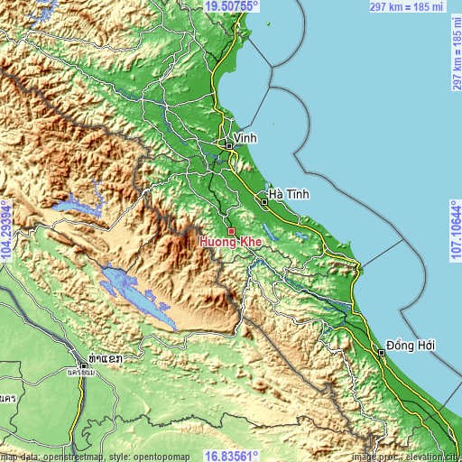 Topographic map of Hương Khê