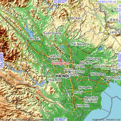 Topographic map of Hương Canh