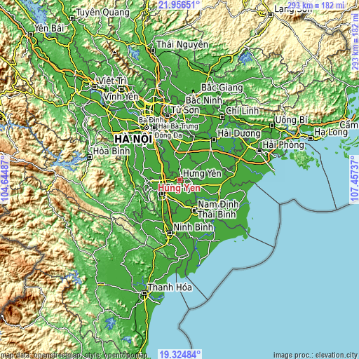 Topographic map of Hưng Yên