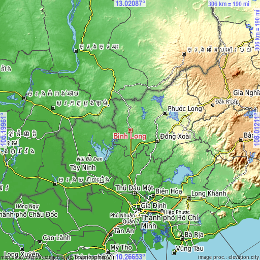 Topographic map of Bình Long