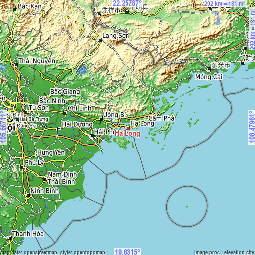Topographic map of Hạ Long