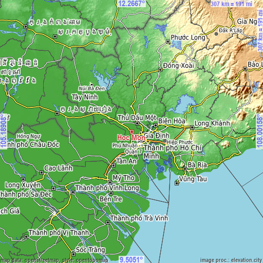 Topographic map of Hóc Môn