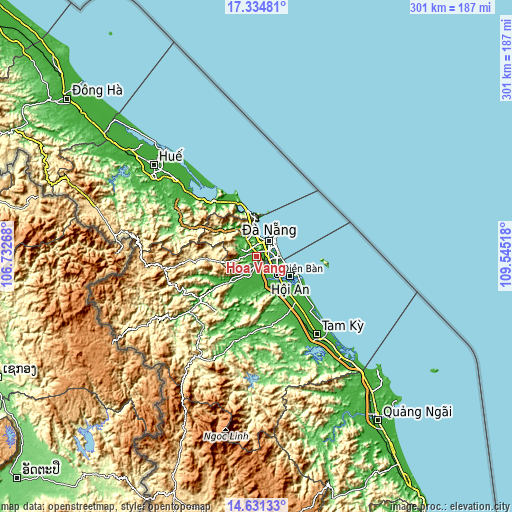 Topographic map of Hòa Vang