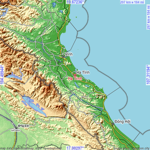 Topographic map of Hà Tĩnh