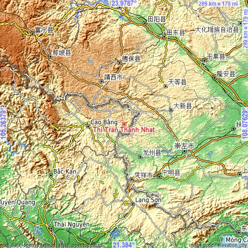 Topographic map of Thị Trấn Thanh Nhật