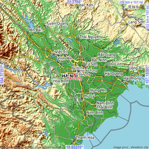 Topographic map of Hà Đông