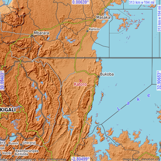 Topographic map of Katoro