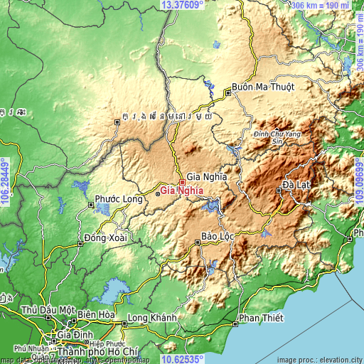 Topographic map of Gia Nghĩa