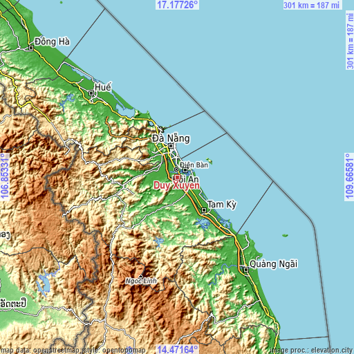 Topographic map of Duy Xuyên