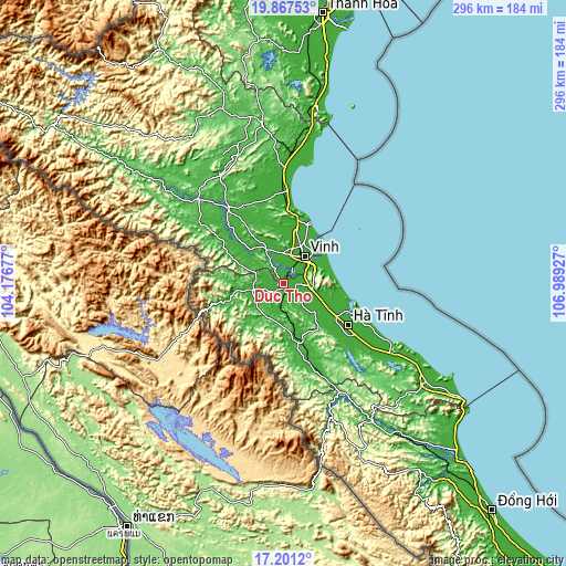 Topographic map of Đức Thọ