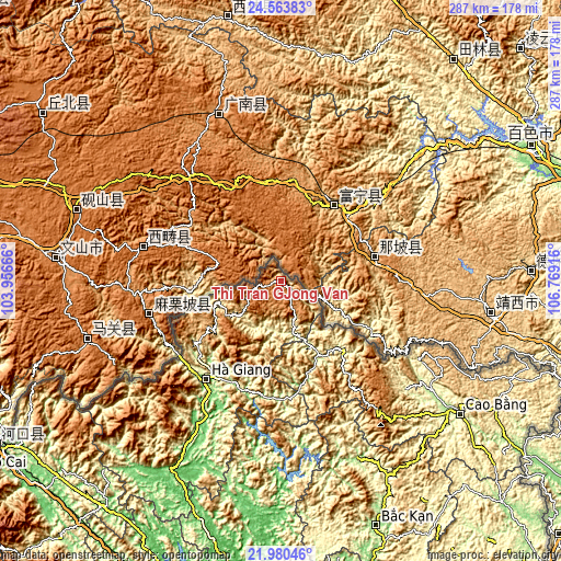 Topographic map of Thị Trấn Đồng Văn