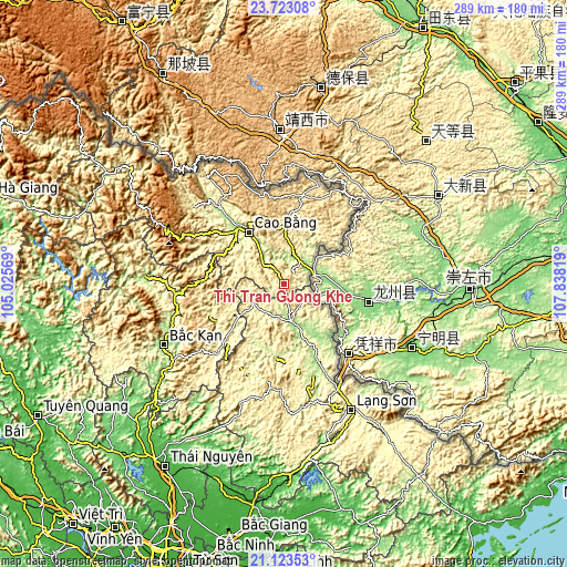 Topographic map of Thị Trấn Đông Khê