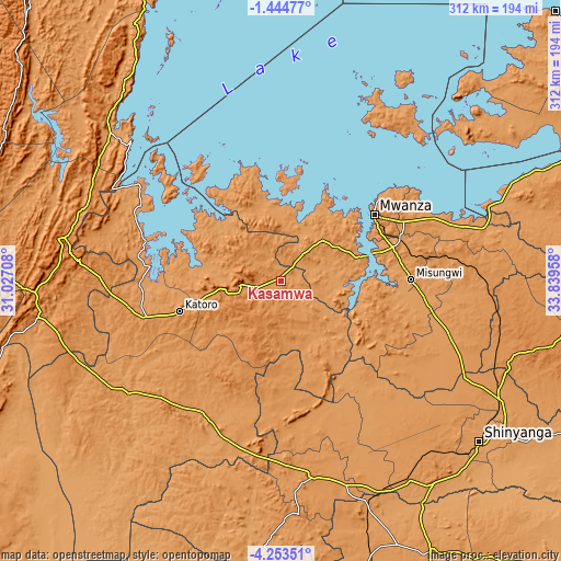 Topographic map of Kasamwa