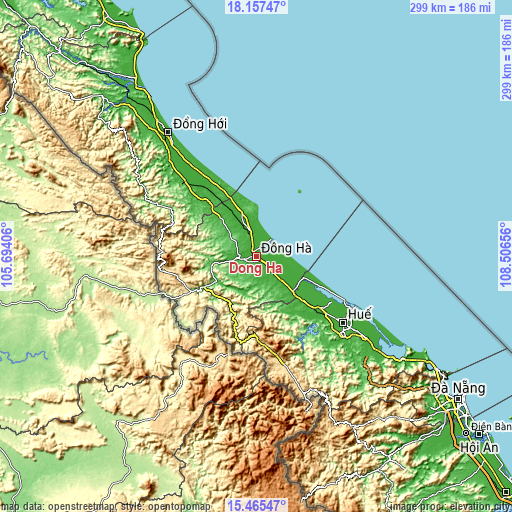 Topographic map of Ðông Hà