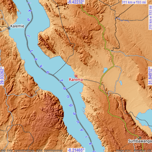 Topographic map of Karema