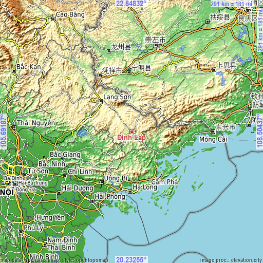 Topographic map of Đình Lập