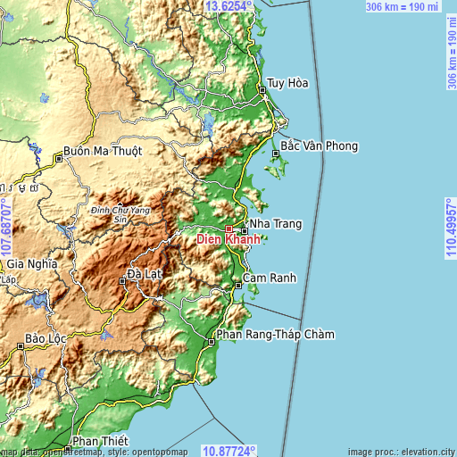 Topographic map of Diên Khánh