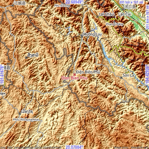 Topographic map of Dien Bien Phu