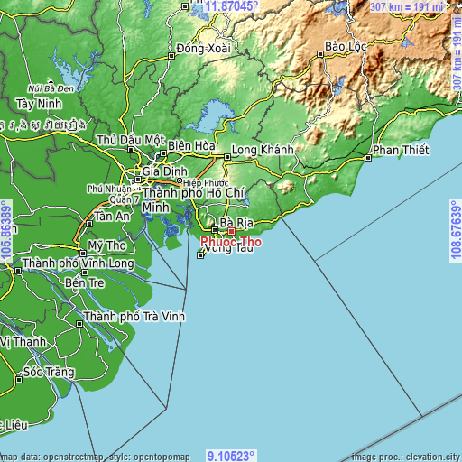 Topographic map of Phuoc Tho