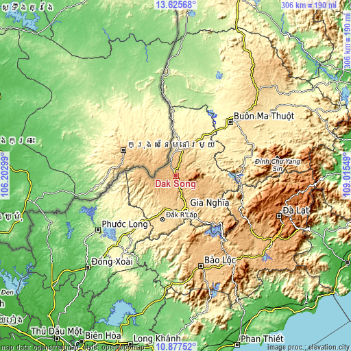 Topographic map of Đắk Song