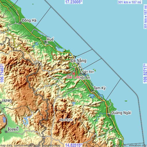Topographic map of Đại Lộc