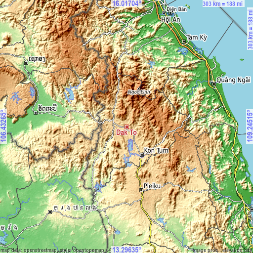 Topographic map of Đắk Tô