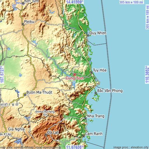 Topographic map of Củng Sơn
