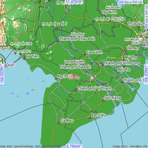 Topographic map of Cờ Đỏ