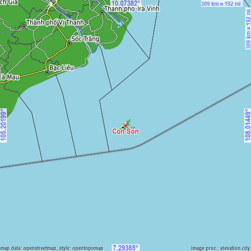 Topographic map of Côn Sơn