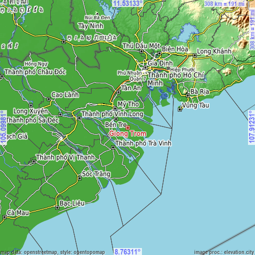 Topographic map of Giồng Trôm