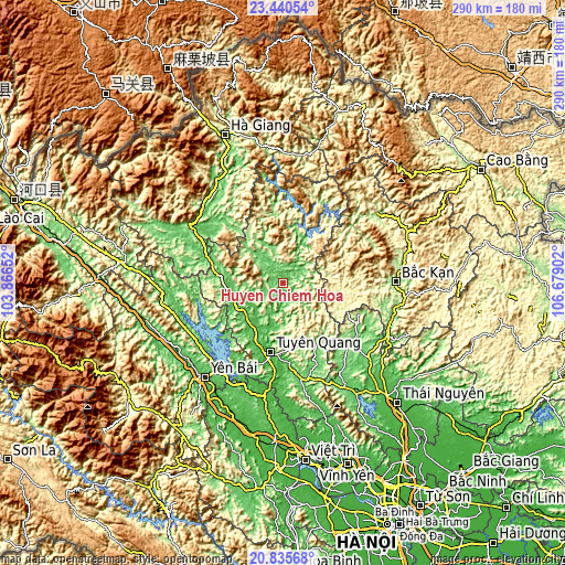 Topographic map of Huyện Chiêm Hóa