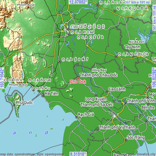 Topographic map of Cho Dok