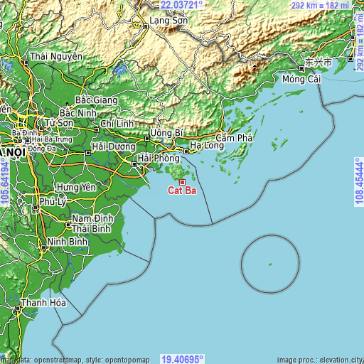 Topographic map of Cát Bà