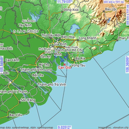 Topographic map of Cần Giờ