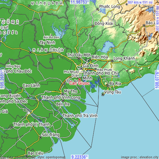 Topographic map of Cần Giuộc
