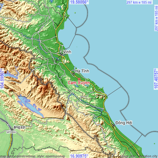 Topographic map of Cẩm Xuyên