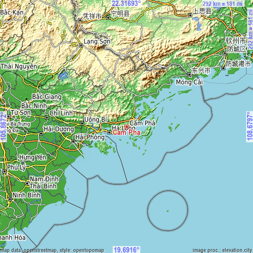 Topographic map of Cẩm Phả