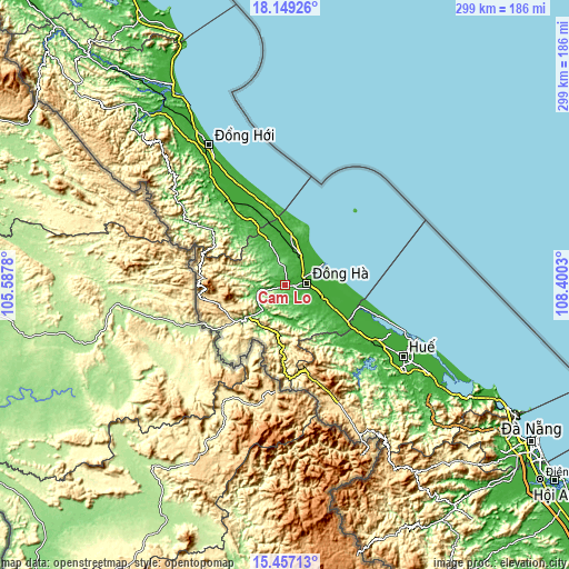 Topographic map of Cam Lộ