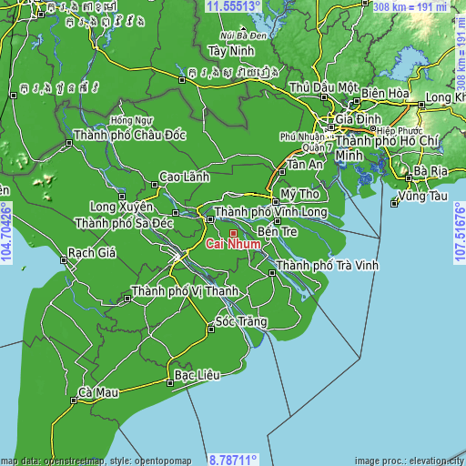 Topographic map of Cái Nhum
