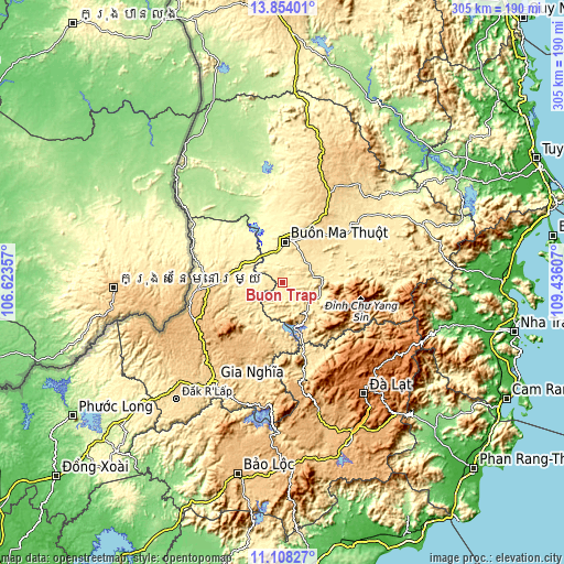 Topographic map of Buôn Trấp