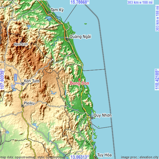 Topographic map of Bồng Sơn