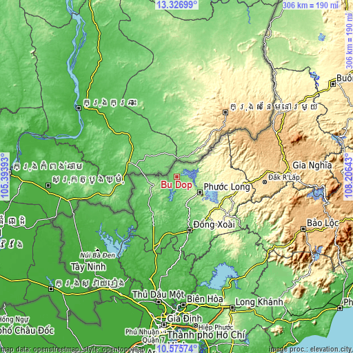 Topographic map of Bù Đốp