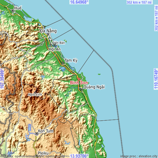 Topographic map of Bình Sơn