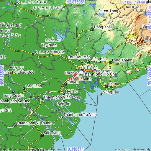 Topographic map of Tân Túc