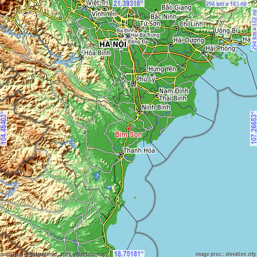 Topographic map of Bỉm Sơn