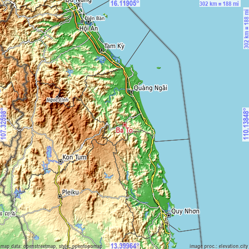 Topographic map of Ba Tơ