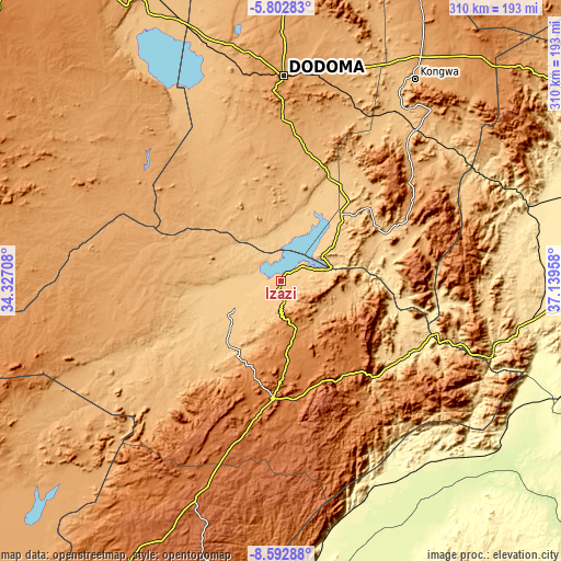 Topographic map of Izazi