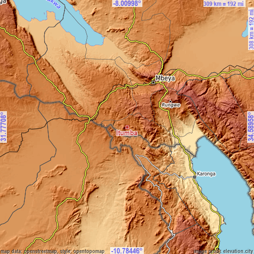 Topographic map of Itumba