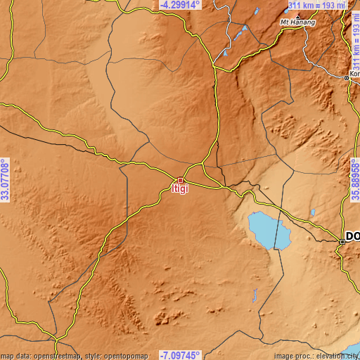 Topographic map of Itigi
